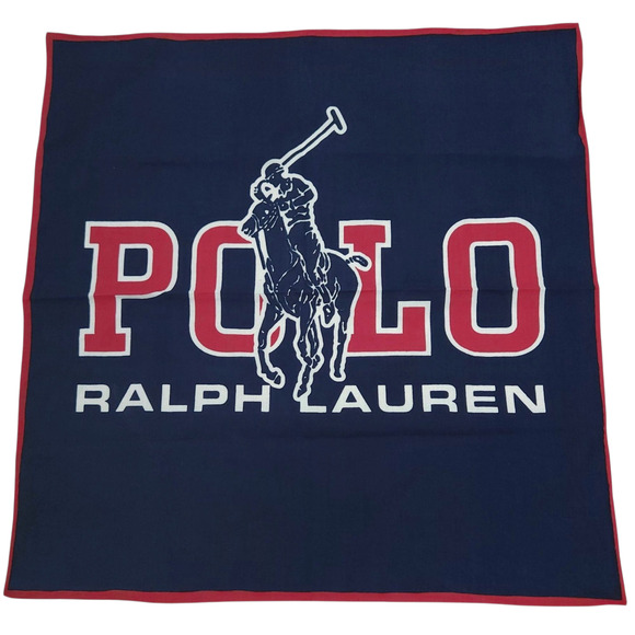 Ralph Lauren POLO Player bandana signature pony rider logo square cotton scarf - Picture 1 of 4